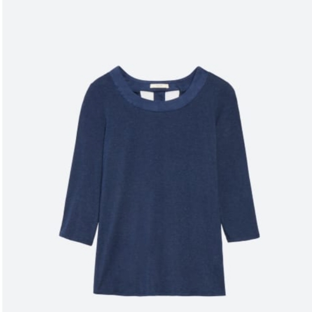 LE LISNimona 3/4 Sleeve Faux Suede Detail Knit Top